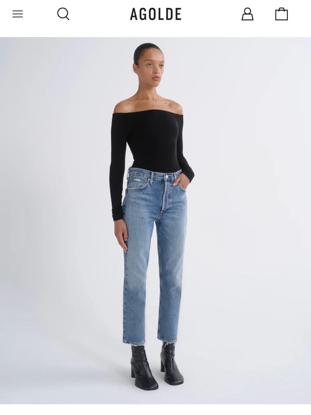 AGOLDE Riley Distressed - Straight Jeans in Light Blue size 33 (12/14)
